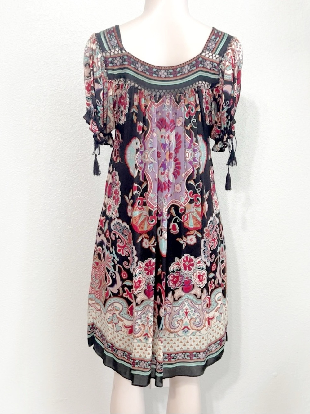 Vintage 90s Y2K 100% Silk Shift dress SZ 12 - Picture 4 of 8